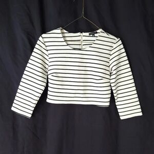 Dynamite Long Sleeve Cropped Striped Top